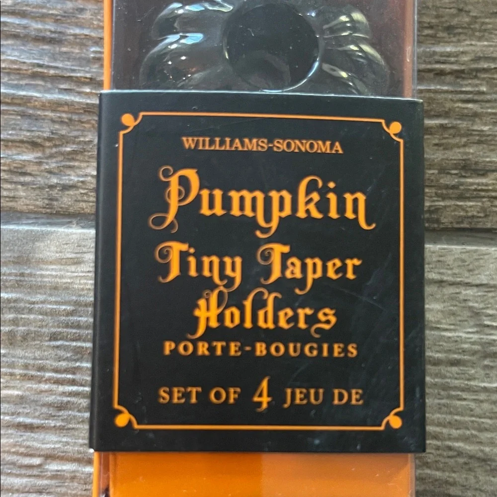 2011 Williams Sonoma Black Pumpkin Tiny Taper Holders Set of 4